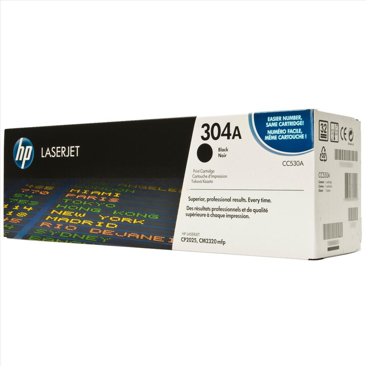 HP CC530A (304A)  LaserJet Black Toner Cartridge